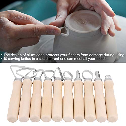 Akozon Pottery Tools Clay Sculpture Tool Set JR2-10/ 10Pcs DIY Wax Carving Pottery Shapers Tools Clay Sculpting Tools Set Accessories