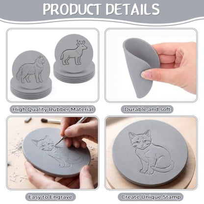 MotiMind 10 Pcs Rubber Carving Blocks, Linoleum Block, Round, 3.93 Inch