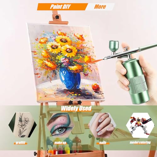 BLEDS Dual-Action Airbrush Kit with Air Compressor, Auto-Stop Air Brush