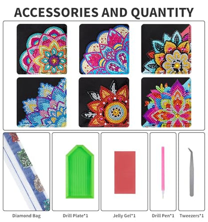 6 PCS Diamond Art Bookmarks Diamond Painting Bookmarks for Book Lovers - color: Mandala Floral Style I