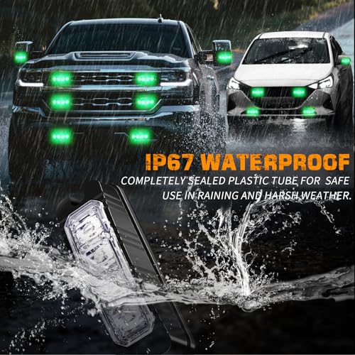 XRIDONSEN 8PCS Sync Grill Strobe Lights 32 LED Green Emergency Lights - color: Green