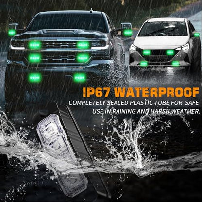 XRIDONSEN 8PCS Sync Truck Grill Lights 32 LED Green Strobe Lights - color: Green