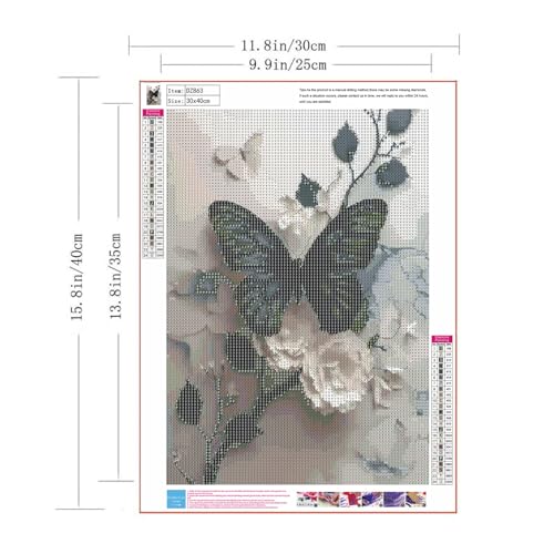 Butterfly Flower Diamond Art Kits for Adults,5D Diamond Painting 12 X 16in