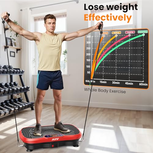 AXV Vibration Plate Exercise Machine Fitness Platform Body Vibrating Board - color: SLIM.RED
