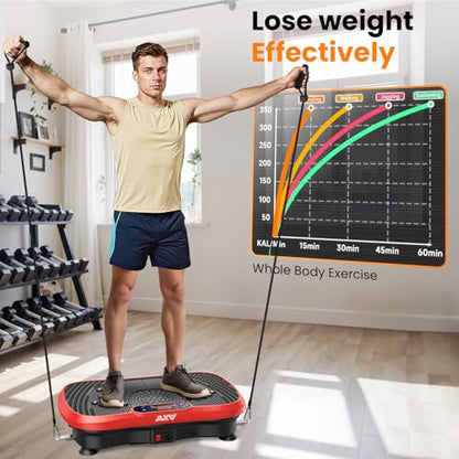 AXV Vibration Plate Exercise Machine Fitness Platform Body Vibrating Board - color: SLIM.RED