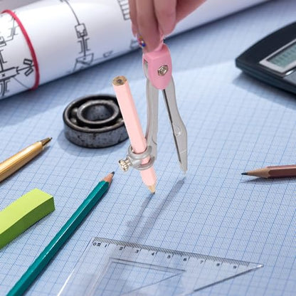 Compass Geometry Tool Protractor and Compass Set with Metal Box Drawing Compass with Rulers Math Compass Kit for Class Supplies and School 8 Piece