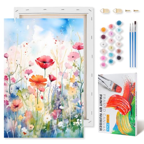 Kalonyth Flowers Framed Paint by Numbers Kit for Adults Beginner 8x12 inch - color: Frame-OP-US07