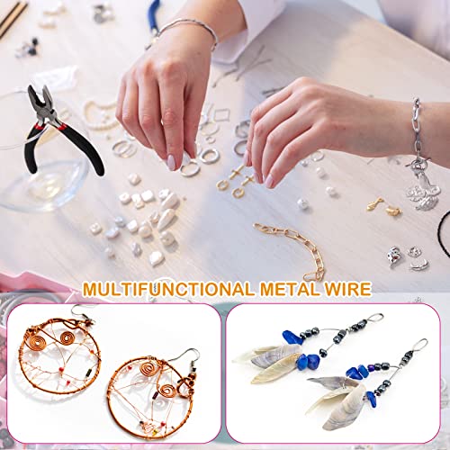 Funrous 5 Rolls Copper Wire 18 20 22 24 26 Gauge with Pliers,Gold - color: Gold