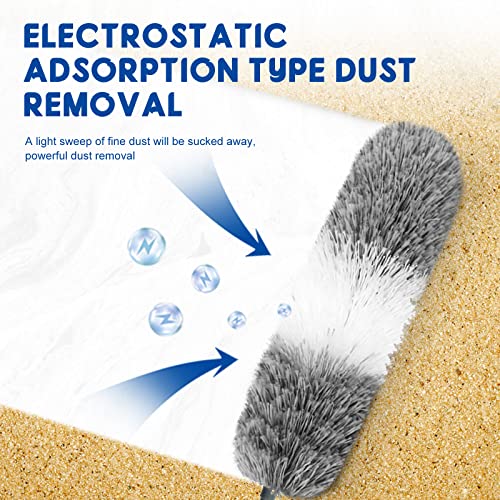 Microfiber Feather Dusters for Cleaning, Extendable Duster with 110" Extension Pole & 2pcs Replaceable Bendable Head, Cleaner Supplies Duster Tool for Ceiling Fan Furniture Cars Home Kitchen Gadgets - size: 3 PCS Microfiber Dusters