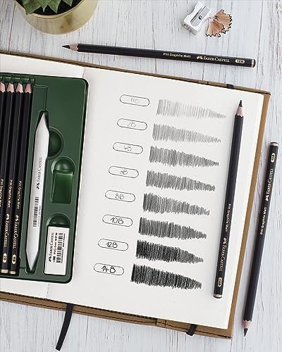 Faber-Castell 3 Count Pitt Graphite Matte Tin - 10B, 12B, 14B - Matte Black Graphite Pencils - size: 1 Count (Pack of 1), style: 3 Count: 10B, 12B, 14B