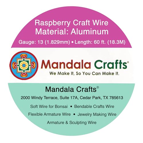 Mandala Crafts 13 Gauge Raspberry Anodized Aluminum Craft Wire, 60 FT - color: Raspberry, size: 13 Gauge