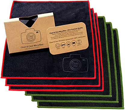 Clean & Clear Microfiber Cleaning Cloth, Extra Large [6 Pack] Ultra Premium Microfiber Cleaning Cloth - Microfiber Cloth for Camera Lens, Glasses, Screens, and All Lens. - size: 6 Pack