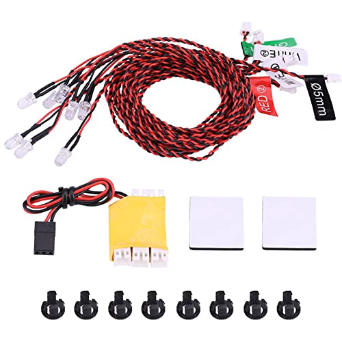 Akozon Rc Plane Navigation Lights Rc Plane Led Light Kit RC Airplane Flashing Light 8 LED Lighting System Kit Simulation Flashing Lights for RC Airplane Helicopter Deformation Model