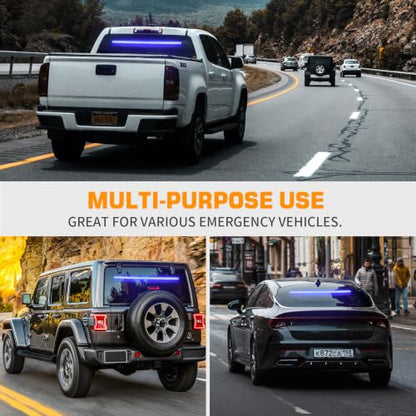 XRIDONSEN 35 inch Traffic Advisor Light Bar 144 LED Blue Emergency Lights - color: Blue