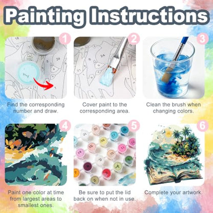 Kalonyth Book Framed Paint by Numbers Kit for Adults Beginner 10x10 inch - color: Frame-OP-US16