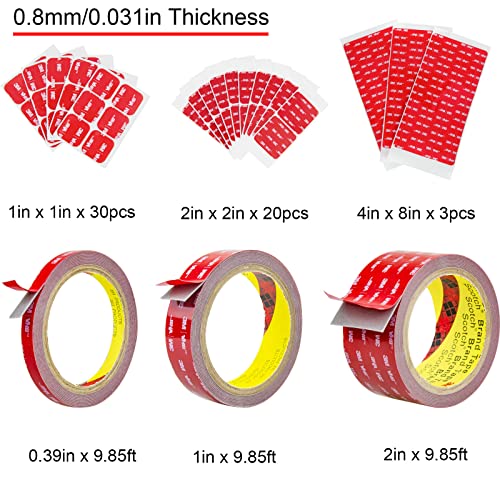 3M Double Side Tape Heavy Duty,2in x 10ft Mounting Tape Strong Adhesive Double Sided Tape Waterproof Foam Tape for LED Strip Light, Picture Hanging Strips for Wall - size: 2in x 9.85ft
