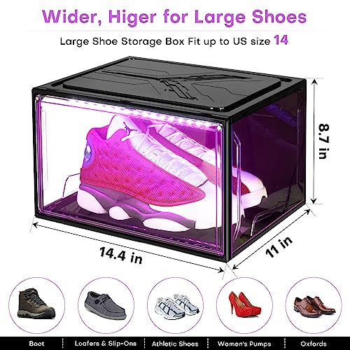 Oltraman LED Smart Shoe Boxes Display Case, Stackable Storage Organizers - color: Black