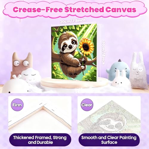 Gemozaic Sloth Paint by Numbers Kit for Kids Ages 8-12 with Frame & Easel - color: BKH1865