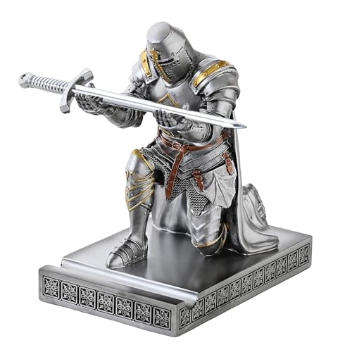 Medieval Templar Vanguard Officer Knight Pen Holder Desk Organizers Silver - color: Silver