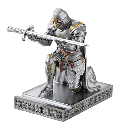 Medieval Templar Vanguard Officer Knight Pen Holder Desk Organizers Silver - color: Silver