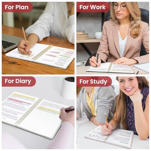 Taja Graph Spiral Notebook for Work, 5.7"x7.9" Squared Graph Paper Notebook - color: C-Black, style: c-Graph