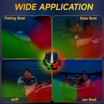 Boat Navigation Lights Red and Green, Bow Lights for Boats LED IP67 Waterproof, Boat Light Marine Running Light for Small Boats - color: Black