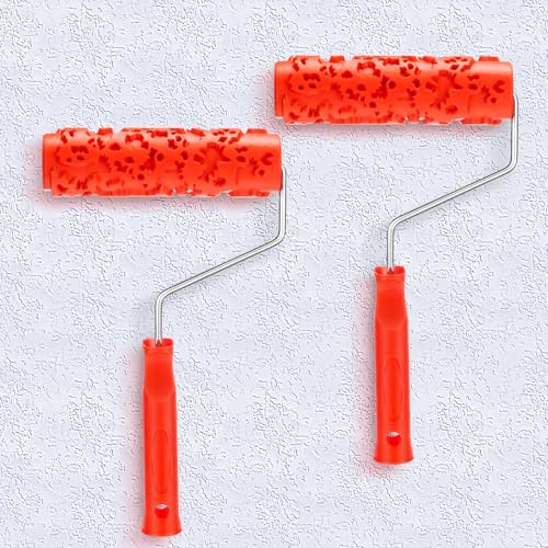 Reallnaive 2 Pcs 7'' Texture Roller Pattern Paint Roller for Wall Decoration Classic Rubber Roller Texture Roller Tool to Add Design to Thick Slurry Elastomeric Coatings, Not Paint Rollers(Eg323t)