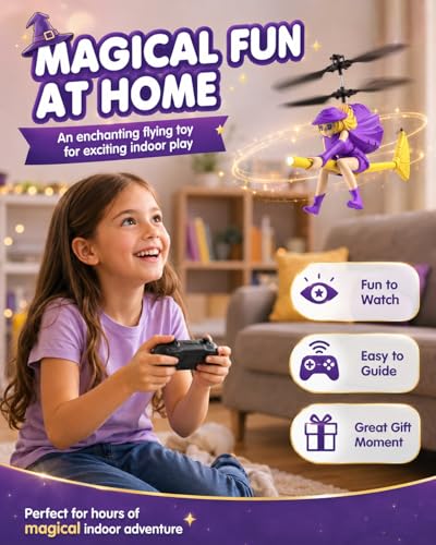 Flying Witch Toy for Kids, Halloween Remote Control Flying Toy - color: Purple