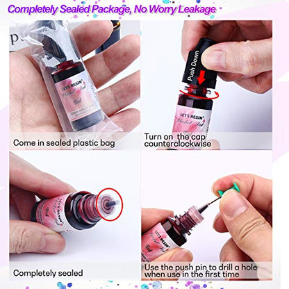 LET'S RESIN Concentrated Alcohol Ink Set, 26 Vibrant Colors (Each 0.35oz)