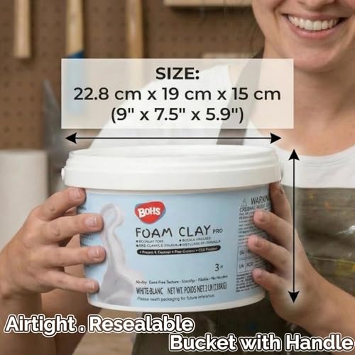 BOHS Foam Clay Pro, White Air Dry Modeling Clay, 3 lb Bucket
