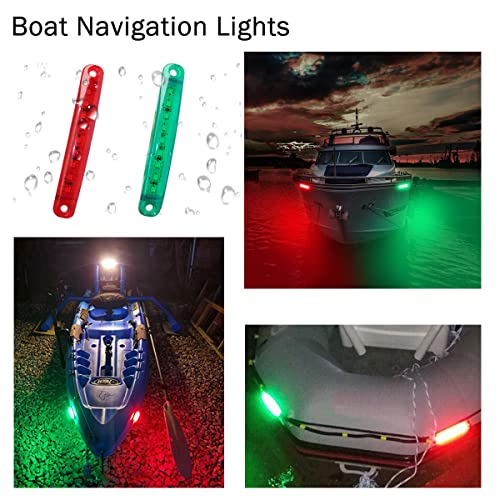 8Pcs Boat Navigation Lights, Stern Lights for Boats, Marine Led Lights for Boat Light Bow and Stern, LED Safety Lamps for Yacht Fishing Pontoon Boat Sailboat Kayak Bass Boat Vessel(Red & Green) - size: 4X Red & 4X Green