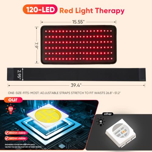 Red Light Therapy Pad, 120 LED 660nm 850nm Infrared Light Wrap - size: 15.55*7.9