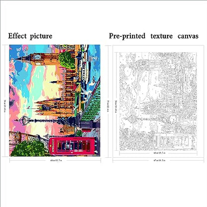 QUITEDEW Big Ben Paint by Number Kit for Adults Beginner 16x20 Inch - color: A7-big ben