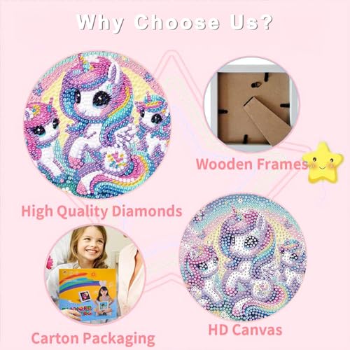 Cartoon Diamond Art Painting Kits for Kids with Frame Ages 4-8-12 (7x7 in) - color: CC110
