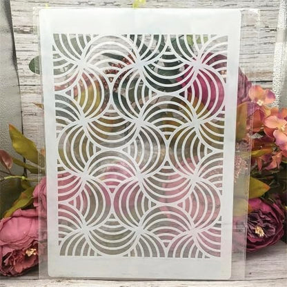 TIAMECH A4 Reusable Wavy Lines Geometric Stencil for Painting - style: Geometry Wavy Lines