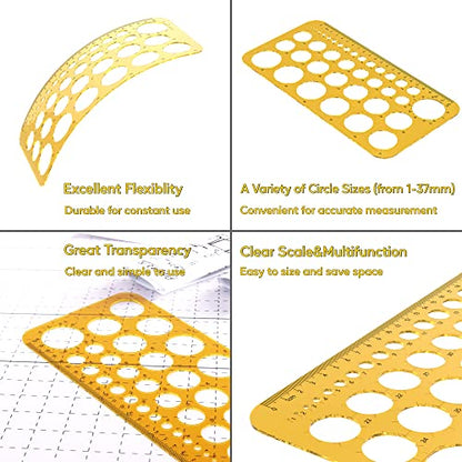RZDEAL Circle Round Stencil Template Artist Design Drawing Aid Tool (Diameter from 1 mm to 37 mm)