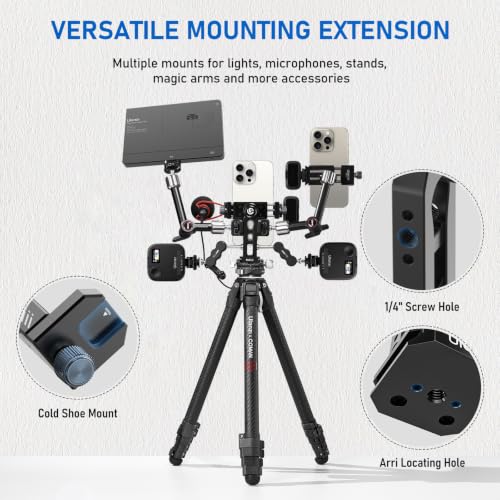 Ulanzi MA53 Universal Phone Tripod Mount Clamp, Metal with Dual Cold Shoes