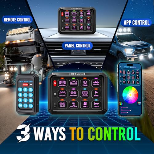 MICTUNING P1Y+ 12 Gang Switch Panel with APP & Remote Control 230FT - color: With APP& Remote), size: 12 Gang