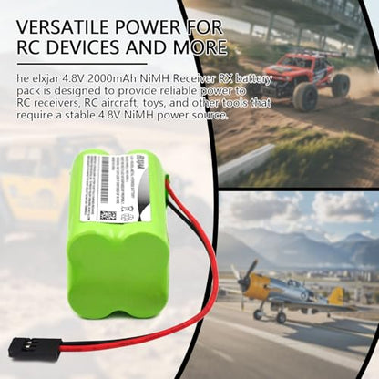 (2-Pack) 4.8V 2000mAh NiMH RX Battery for Hitec JR Receivers - color: (2-Pack) 4.8V 2000mAh 2x2AA