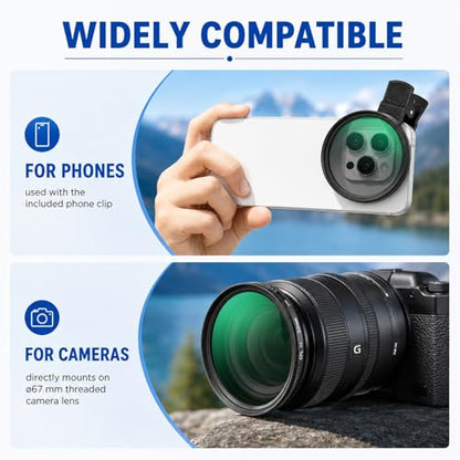 Cpl Filter iPhone,Polarized Lens for iPhone,iPhone Polarizing Filter,Polarizing Lens,Premium 52mm Cpl Filter,Widely Compatibility,for iPhone, Samsung Galaxy, and Google Pixel