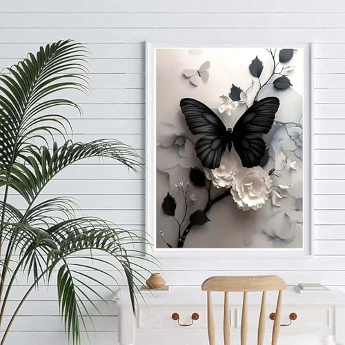 Butterfly Flower Diamond Art Kits for Adults,5D Diamond Painting 12 X 16in