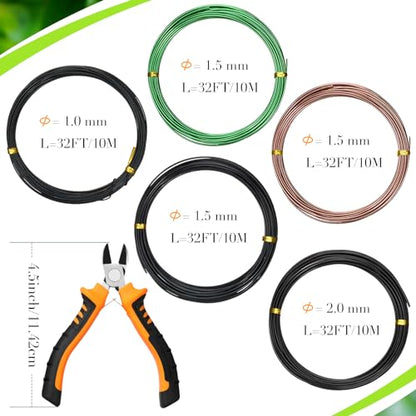 Mudder 5 Roll Bonsai Training Wire Aluminum 1/1.5/2.0mm Classic - color: Classic, size: 1/1.5/2.0mm
