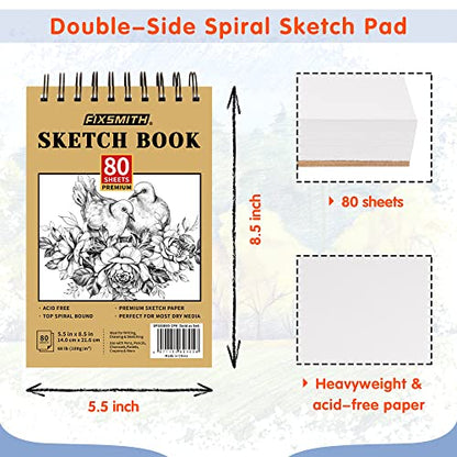 FIXSMITH 5.5"X8.5" Sketch Book, 160 Sheets (68 lb/100gsm), 2 Pack - color: Tan, size: 5.5"x8.5"-2 Pack