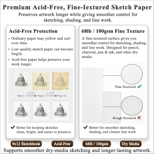 Fuxi Sketch Book 8.5x11, Top Spiral-Bound Sketchbook, 100Sheets_68lb/100gsm - color: Brown, size: 11" x 8.5" (Pack of 1)
