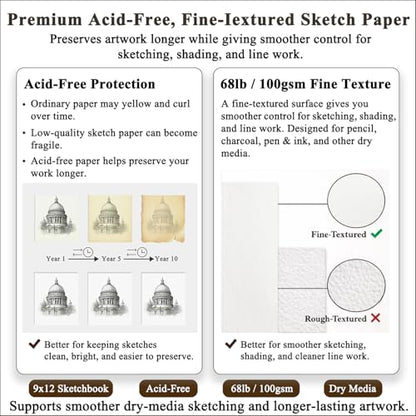 Fuxi Sketch Book 8.5x11, Top Spiral-Bound Sketchbook, 100Sheets_68lb/100gsm - color: Brown, size: 11" x 8.5" (Pack of 1)