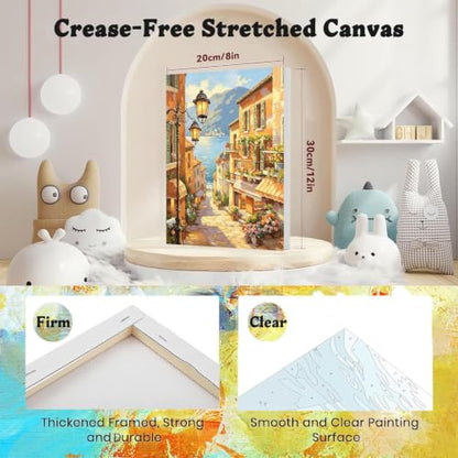 3 Pack Landscape Paint by Numbers Kit for Adults with Frame-Wooden Ease - color: 3 Pack Landscape