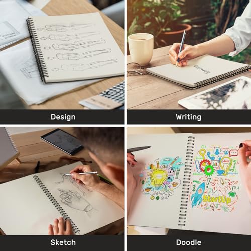 Gueevin 1 Pack 10 x 8 Inch Sketch Book Bulk Spiral Sketchbook 60 Sheets - size: 10 x 8 Inch