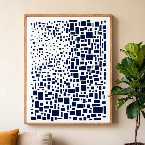 TIAMECH A4 Reusable Abstract Mosaic Square Stencil for Painting - style: Mosaic Square Grid