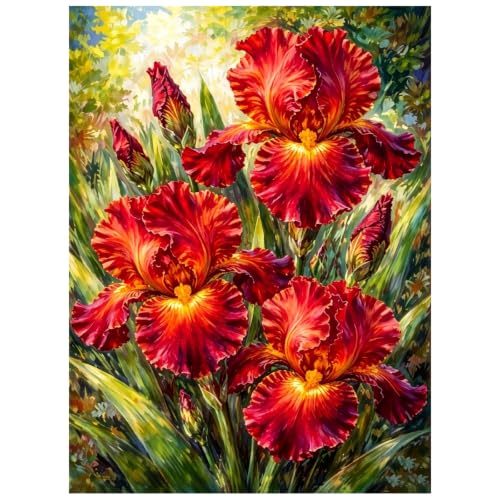 xcemhil Flower Diamond Art Kits for Adults, Iris 5D Diamond Painting Kits - color: 11-Flower, size: 12x16 inch