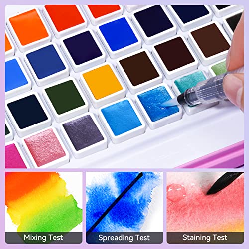 MeiLiang 48 Colors Watercolor Paint Set with Brush - style: Solid Set 48 Color